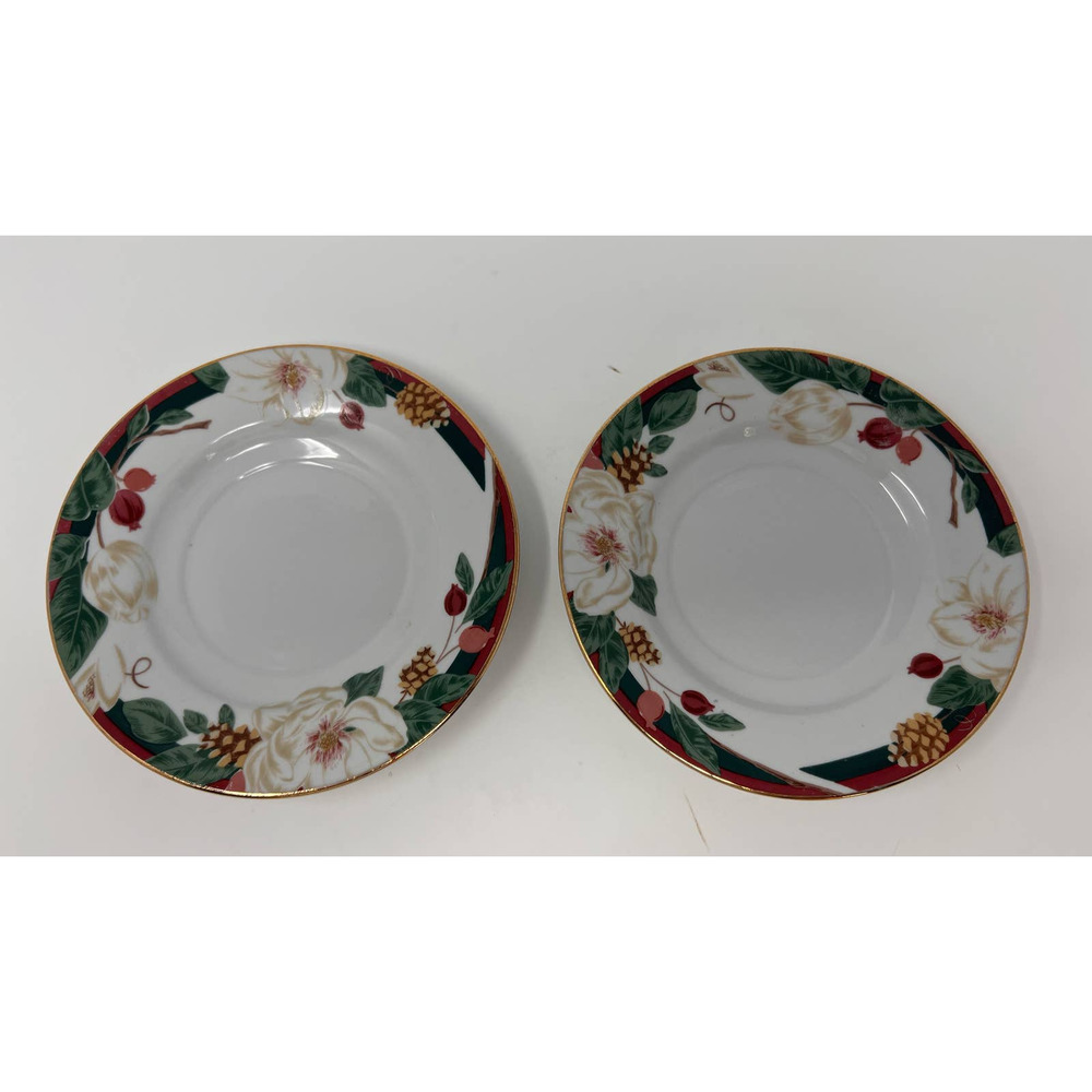 Tienshan Fine China Magnolia Saucers Set of 2 6" Wide